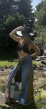Crotched Black & Dark Purple Knit Crop Top Cutouts Medium/largeRave Western Wear